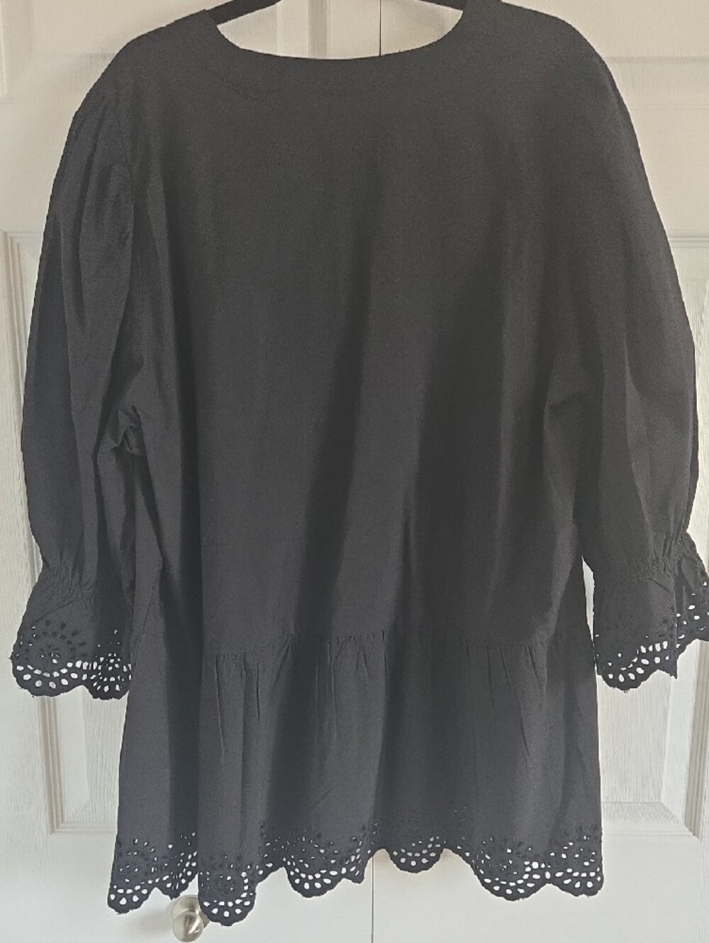 Kaffe Black Broderie Anglaise Peplum Blouse - Picture 5 of 5